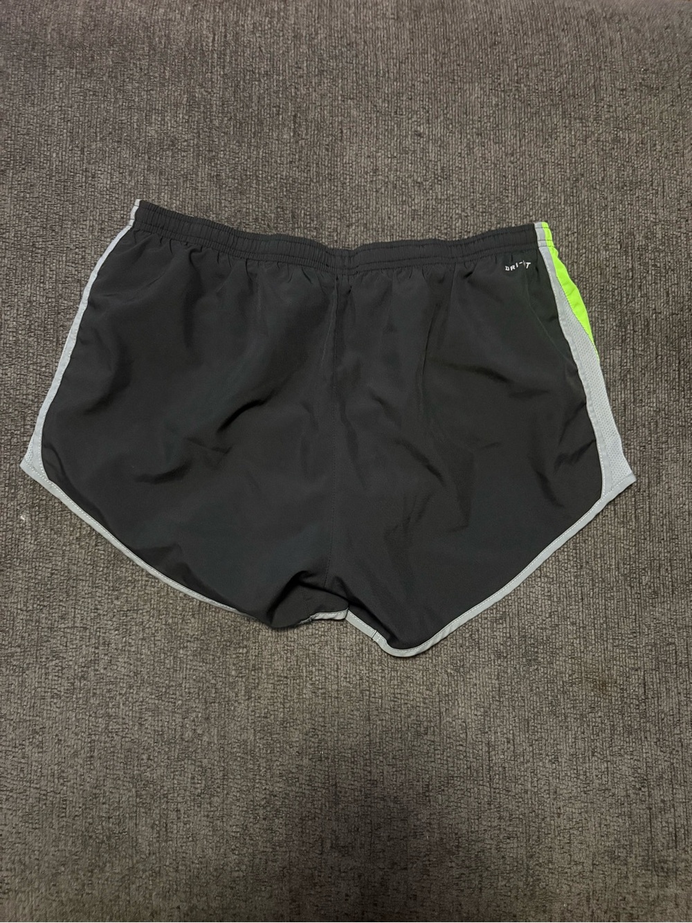 Nike Women’s Dri-FIT Running Shorts Size Large Black Neon Green Reflective - Picture 3 of 8